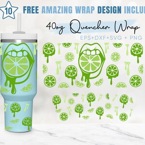 40oz Lemon Lime Quencher Tumbler, Lemonade, Lemon Pattern, Halloween, 40oz Svg, 2 Designs Stanley Tumbler Wrap, Eps Svg Dxf Png Files,Cricut