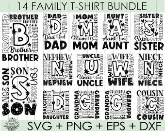 Big Family Svg Bundle, Mama, Papa, Schwester, Bruder, Onkel, Tante, Frau, Sohn, Cousin, Neffe, Oma Opa Svg, Png, Eps, Dxf, Cricut, Silhouette