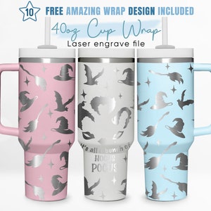 Envoltura para vaso de 40 oz grabada &quot;Sanderson Sister&quot;, &quot;Witch Vibes&quot;, &quot;Bruja&quot;, envoltura para vaso Quencher de 40 oz, grabado láser, envoltura para vaso Quencher, diseño láser