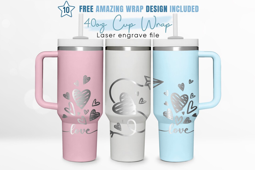 40oz Engraved Tumbler Wrap Heart, Happy Valentines Svg, Love, 40oz ...