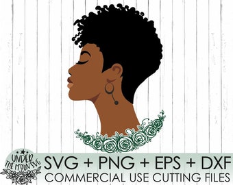 Black Woman Svg , Afro Woman Svg ,Black Girl Svg, Afro Hair Svg ,Afro Svg , Flower Svg , Shades Svg , Eps, Png ,Dxf