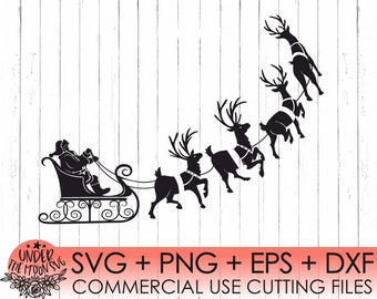 Christmas Sleigh SVG | Reindeer Svg | File Commercial Use | Clipart Svg Dxf Eps Png | Christmas Svg | SVG Instant download design