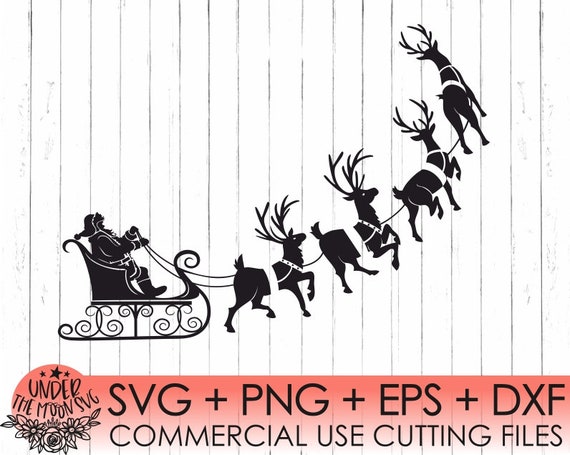 Christmas Sleigh SVG | Reindeer Svg | File Commercial Use | Clipart Svg Dxf Eps Png | Christmas Svg | SVG Instant download design