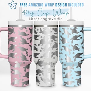 40oz Engraved Tumbler Wrap Turtle, Sea Turtle Svg, Tropical Svg, 40oz Quencher Wrap, Laser Engraving, Stanley Tumbler Wrap, Laser Design