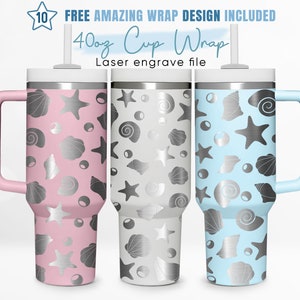 40oz EngravedTumbler Wrap Sea Animal, Ocean Life, Under The Sea, Seashell, 40oz Quencher Wrap,Laser Engraving,Stanley Tumbler Wrap,Laser