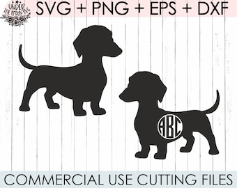 Daschund SVG, Weiner Dog SVG File / Monogram SVG / Cutting Template / Cricut, Silhouette Cut Files, Svg, Eps, png dxf, cameo