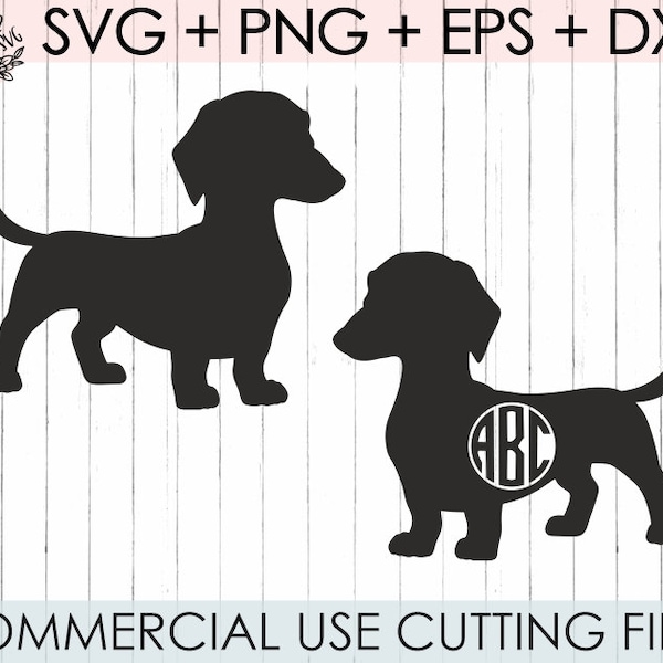 Daschund SVG,Weiner Dog SVG File / Monogram SVG / Cutting Template / Cricut, Silhouette Cut Files, Svg, Eps, png dxf, cameo