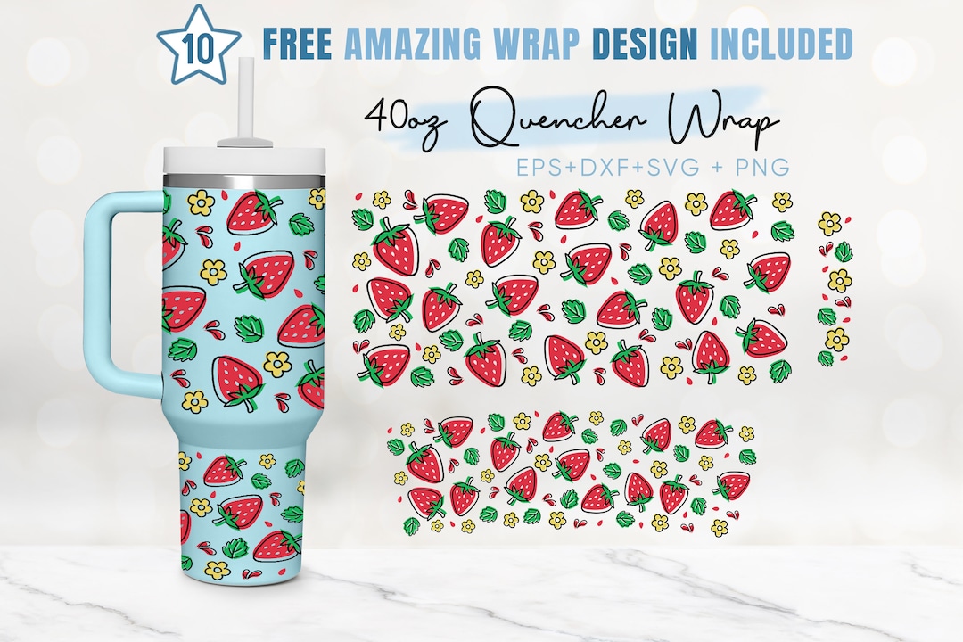 40oz Strawberry Quencher Tumbler, Strawberry Pattern Svg, 40oz Svg, 2 ...