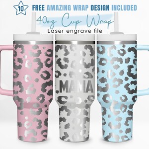 40oz Engraved Tumbler Wrap Leopard Mama, Animal Print, Gift For Her, 40oz Quencher Wrap, Laser Engraving, Stanley Tumbler Wrap,Laser Design