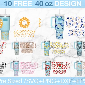 40oz Daisy Quencher Tumbler, Flower, Lovely Floral, 40oz Tumbler Wrap,2 Designs Stanley Tumbler Wrap,Eps Svg Dxf Png Files,Cricut Silhouette