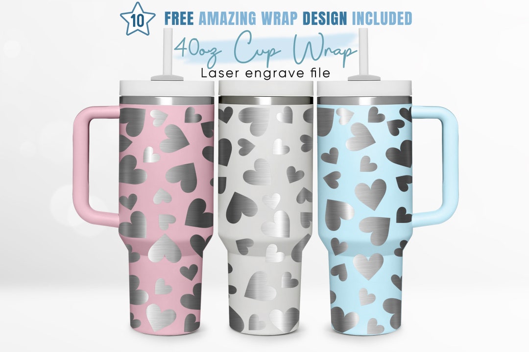 40oz Engraved Tumbler Wrap Heart, Cute Hearts, Love Svg, Valentines ...