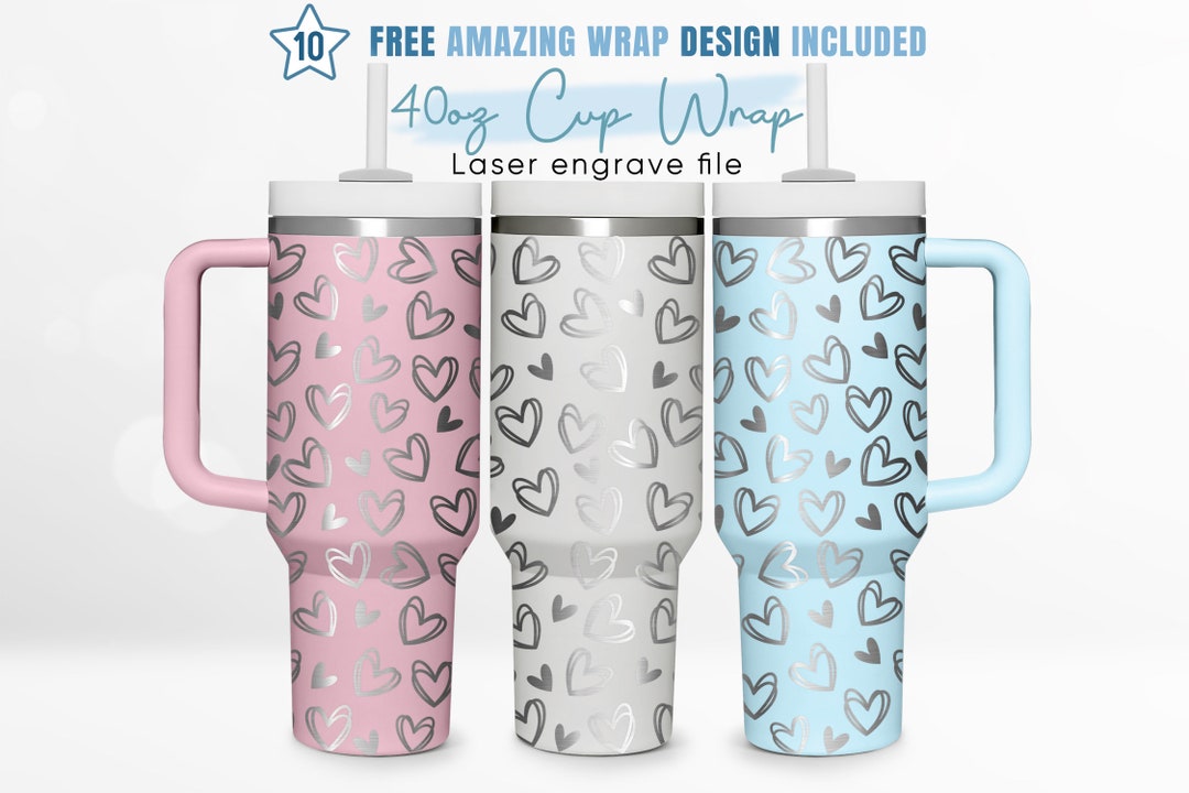 40oz Engraved Tumbler Wrap Heart, Happy Valentines Svg, Love, 40oz ...