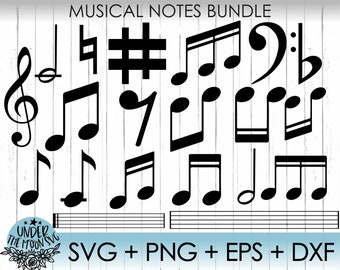Music SVG Bundle / Music Notes SVG / Musical Notes Cut File / Treble Clef Music / Svg, Png, Dxf, Eps files / Silhouette Cut Files, Cricut