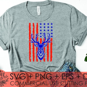 Patriotic Buck Head Deer Hunting SVG File / Deer Hunter SVG / SVG File Cutting Template / Cricut, Silhouette Cut Files, Eps png dxf, cameo