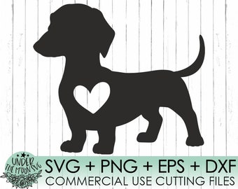 Daschund Heart Svg/Dog Svg/Commercial Use/Weiner Dog Heart SVG File/Animal Svg/Cutting Template/Cricut/Silhouette Cut Files/SVG/Eps/Png/Dxf