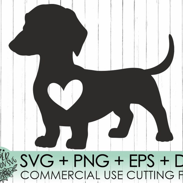 Daschund Heart Svg/Dog Svg/Commercial Use/Weiner Dog Heart SVG File/Animal Svg/Cutting Template/Cricut/Silhouette Cut Files/SVG/Eps/Png/Dxf