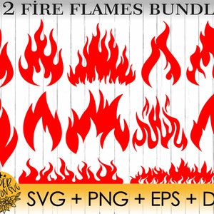 Könnte beinhalten: Ein Set mit 12 roten Flammen-SVG-Schnittdateien. Die Flammen haben verschiedene Formen und Größen und sind perfekt für Bastelprojekte.