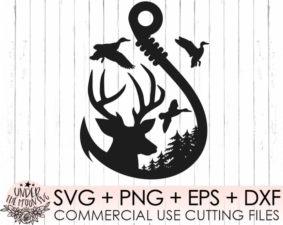 Duck, Deer and Hook SVG File / Hunting and Fishing SVG File Hunting /  Fishing- Vector Clip Art,cricut,silhouette Cameo / Vinyl Cut - Etsy Israel, image size:1080x862