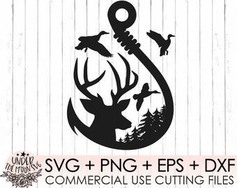 Duck, Deer and Hook SVG File / Hunting and Fishing SVG File Hunting / Fishing- Vector Clip Art,Cricut,Silhouette Cameo / vinyl cut