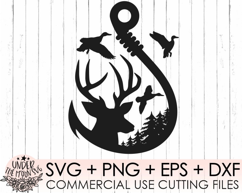 Duck, Deer and Hook SVG File / Hunting and Fishing SVG File Hunting /  Fishing Vector Clip Art,cricut,silhouette Cameo / Vinyl Cut 
