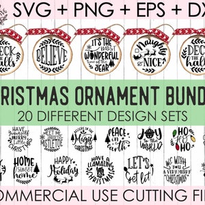 Christmas Ornament Svg Bundle, Hand lettered Svg, Christmas Svg, Believe Svg, Christmas Cut File, Christmas Scene Svg, Round Ornament Svg