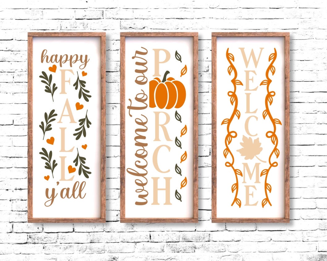 Fall Porch Sign Svg Bundle, Halloween Sign, Autumn Sign, Fall Welcome ...