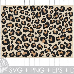 May include: A seamless pattern featuring a leopard print design in black and brown on a beige background. The pattern is made up of various sized spots and is perfect for crafting projects.