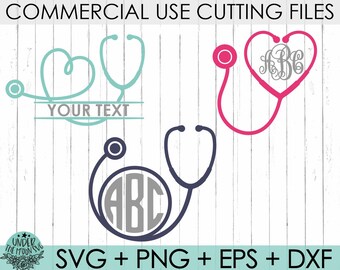 Nurse Svg/Stethoscope Svg/Stethoscope Monogram Frames Svg/Commercial Svg/ Nurse Stethoscope Svg/Heartbeat Svg,Doctor Svg/Silhouette & CriCut