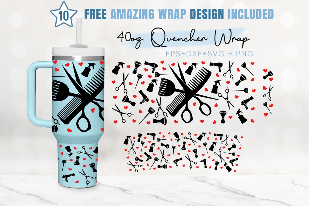 40oz Hairstylist Quencher Tumbler, Hairapist, Hair Hustler, Makeup, 2 Designs Stanley Tumbler