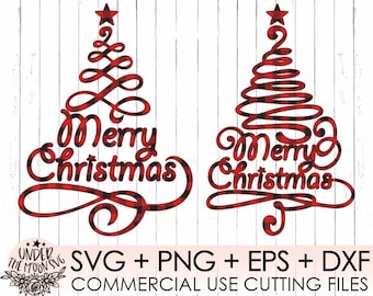 Merry Christmas Svg / Commercial Use / Buffalo Plaid Christmas Tree Svg / Christmas Svg/Christmas Svg/Designs Cricut Cut Files/ SVG Dxf Png