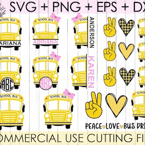 School Bus Svg, School svg, Back to school svg, Bus Monogram Svg, School Bus Monogram Svg, First day of School, Heart svg, Preschool Svg