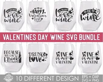 Valentinstag Wein Svg Bundle, Wine is My Valentine Svg, Be My Valenwine Svg, Wine Valentine Svg, Hand lettered Svg, Wine Glass Svg, Png