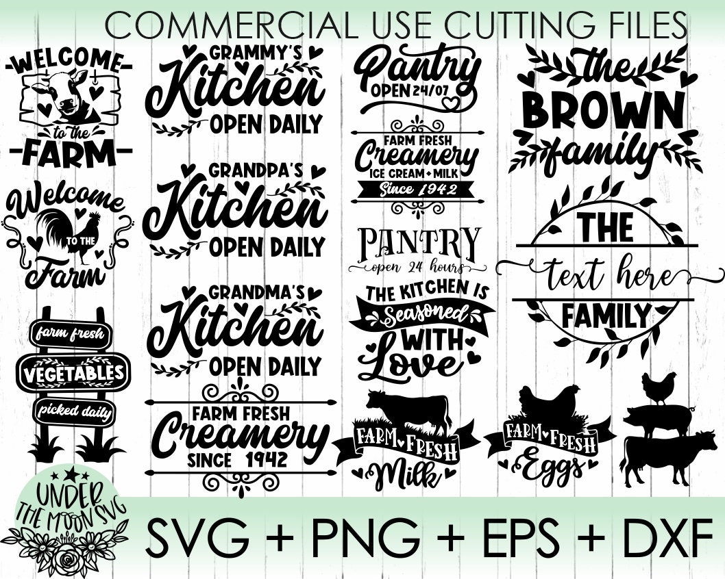 Farmhouse Kitchen Cut Files Bundle,farm Svg, Kitchen Quotes Svg ...
