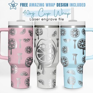 40oz Engraved Tumbler Wrap Lemon, Lemonade, Lemon Pattern, Fruit, 40oz Quencher Wrap, Laser Engraving, Stanley Tumbler Wrap, Laser Design