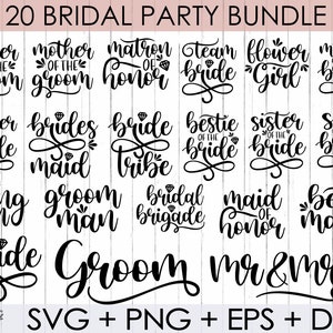 Bridal Party Bundle, Wedding Bundle, Wedding svg, Bridal Party svg, Bride svg, Bridesmaid SVG, Engagement svg, dxf, png instant download
