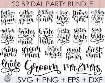 Bridal Party Bundle, Wedding Bundle, Wedding svg, Bridal Party svg, Bride svg, Bridesmaid SVG, Engagement svg, dxf, png instant download