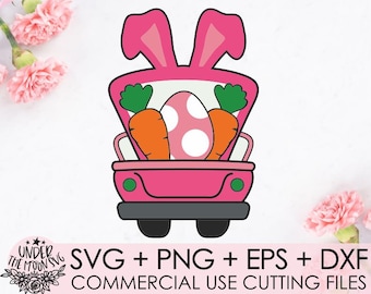 Pascua Svg, Camión pascua Svg, Chica Pascua Svg, conejito svg, huevos y zanahoria Camión Svg Dxf Png, Vintage Truck / Clipart, Archivo cortado, Cricut