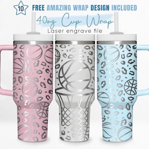 40oz Engraved Tumbler Wrap Basketball, Basketball Lover, Sport Design,40oz Quencher Wrap, Laser Engraving, Stanley Tumbler Wrap,Laser Design