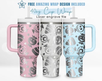 40oz Engraved Tumbler Wrap Halloween, Spider Web, Pumpkin, Spooky, 40oz Quencher Wrap, Laser Engraving, Quencher Tumbler Wrap, Laser Design