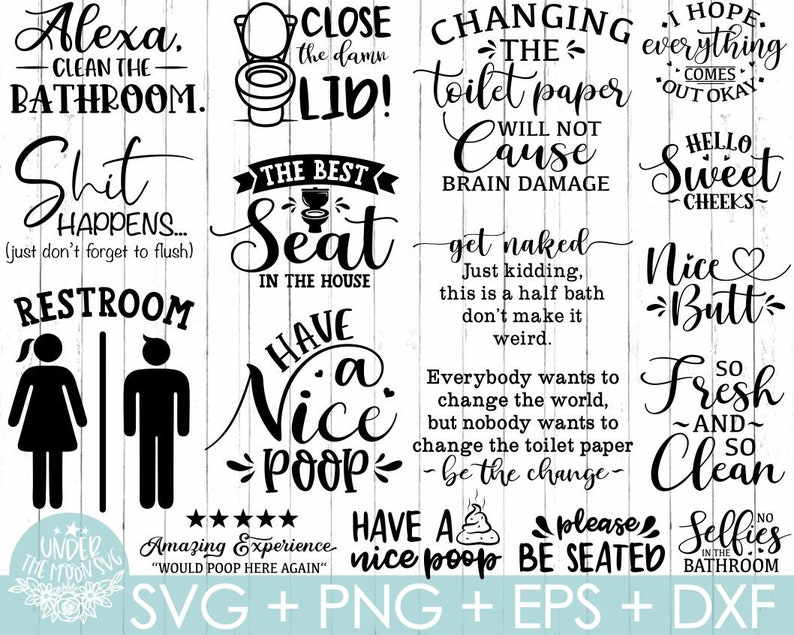 Bathroom Quote Svg Bathroom Svg Bundle Restroom Svg Funny Etsy