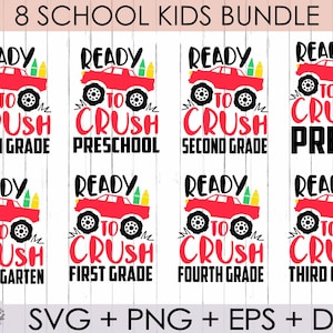 Ready to Crush Preschool Svg, School Svg, Back To School Svg,Monster Truck svg, Kids,1st Day of School Cut Files, Svg, Png, Cricut Cut Files