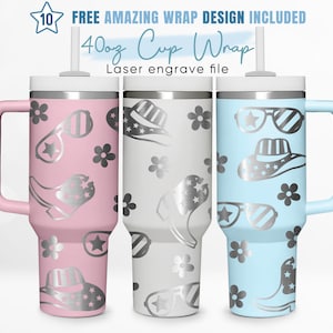 40oz Engraved Tumbler Wrap Cowgirl, Howdy, Country Girl, Wild West, 40oz Quencher Wrap, Laser Engraving, Quencher Tumbler Wrap, Laser Design