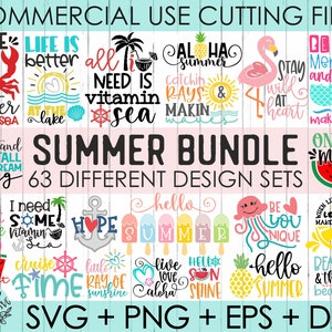 63 Summer Bundle Svg ,Summer Svg ,Summer Cut Files,Commercial Svg,Kids Svg,Summer Quotes Svg,Beach Shirt Svg ,Digital File,Dxf ,Eps,Png