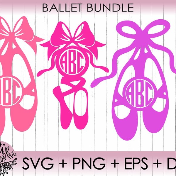 Ballet SVG / Ballet Shoe Monogram SVG / Ballet Svg Files, Ballerina SVG Files, Ballet Monogram Cut File, for Cricut Machine Instant Download