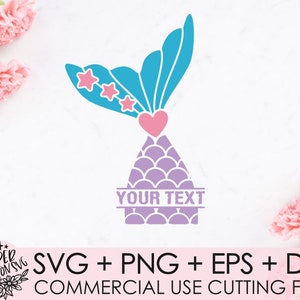 Mermaid Tail SVG / Split Mermaid Monogram / Mermaid SVG / Mermaid Shell Svg / Cricut, Silhouette Cut Files, Svg, Eps png dxf, cameo