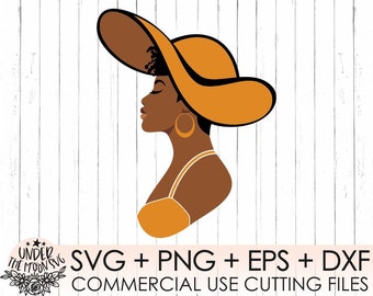 Black Woman Svg,Summer Hat Lolita Svg, Black Woman African American Svg , Clipart, Hair Svg, Afro Hair Svg, Cut files