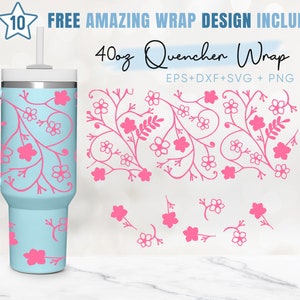 40oz Wildflower Quencher Tumbler, Butterfly, Floral, 40oz Svg, 2 Designs Stanley Tumbler Wrap, Eps Svg Dxf Png Files, Cricut Silhouette