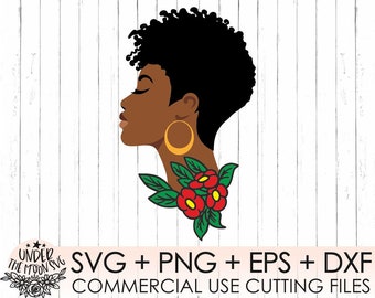 Black Woman Flower Svg , Black Girl Svg,Afro Woman Svg ,Afro Hair Svg ,Afro Svg , Flower Svg , Shades Svg , Eps, Png ,Dxf