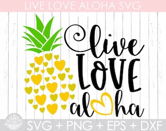 Liebe Aloha, Ananas, Sommer, Sommer, Urlaub, Herz, Hawaii, Hawaii, geschnittene Dateien, Cricut geschnittene Dateien, Silhouetten-Dateien