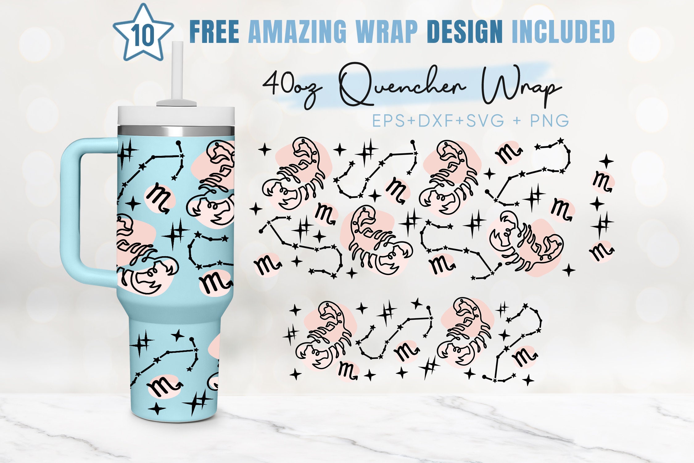 ✨希少✨テンダーロイン　S.G SHT オープンカラー ダイヤ柄 ジャガード 40oz Scorpio Quencher Tumbler, Horoscope Sign, Astrology, 40oz Svg